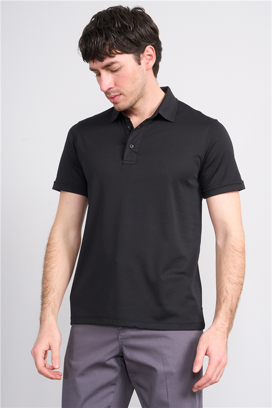 Çetinkaya Mentality 4567 Polo Yaka Regular Modelli T-shirt Siyah
