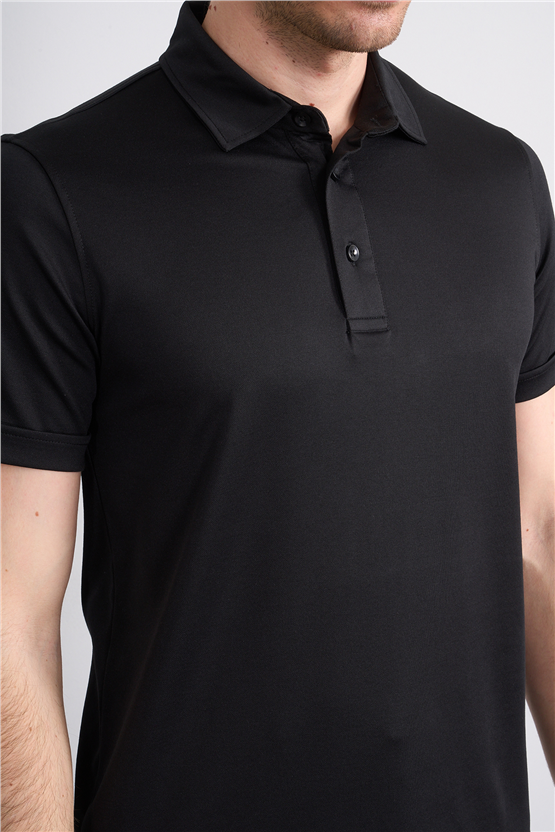 Çetinkaya Mentality 4567 Polo Yaka Regular Modelli T-shirt Siyah