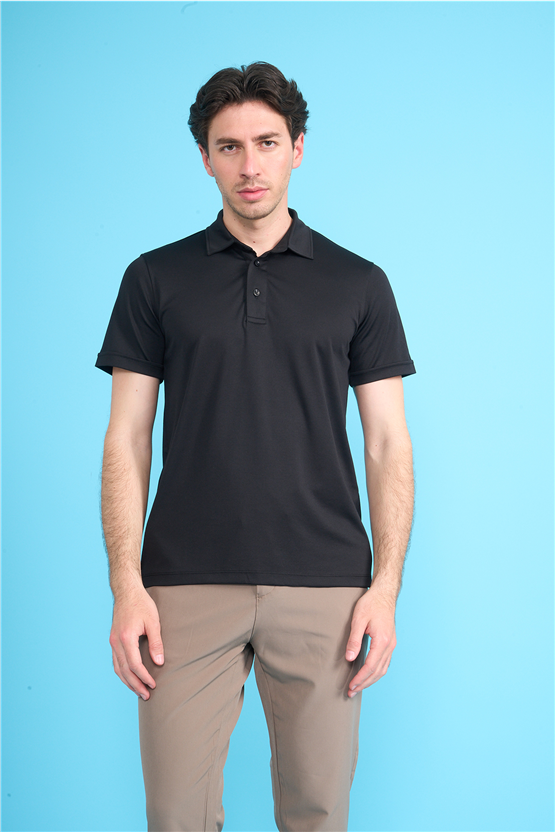 Çetinkaya Mentality 4567 Polo Yaka Regular Modelli T-shirt Siyah