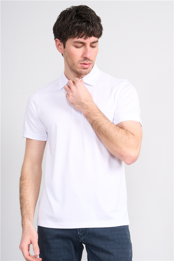 Çetinkaya Mentality 4567 Polo Yaka Regular Modelli T-shirt Beyaz