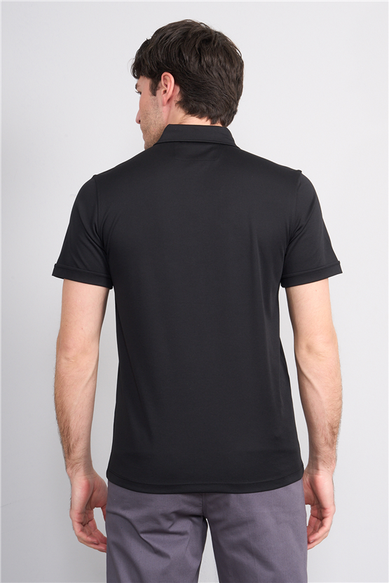 Çetinkaya Mentality 4567 Polo Yaka Regular Modelli T-shirt Siyah