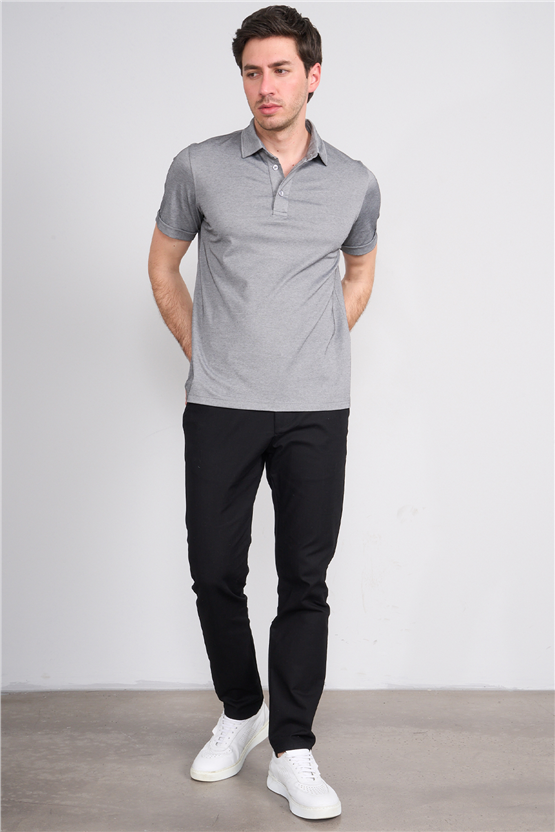 Çetinkaya Mentality 4567 Polo Yaka Regular Modelli T-shirt Siyah-Beyaz