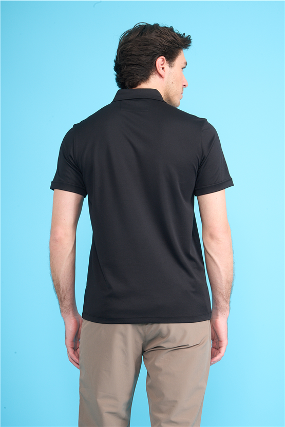 Çetinkaya Mentality 4567 Polo Yaka Regular Modelli T-shirt Siyah