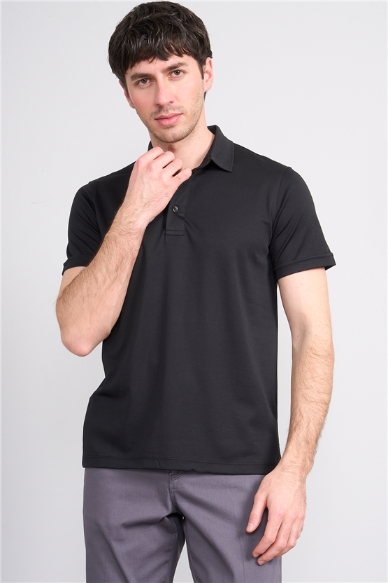 Çetinkaya Mentality 4567 Polo Yaka Regular Modelli T-shirt Siyah