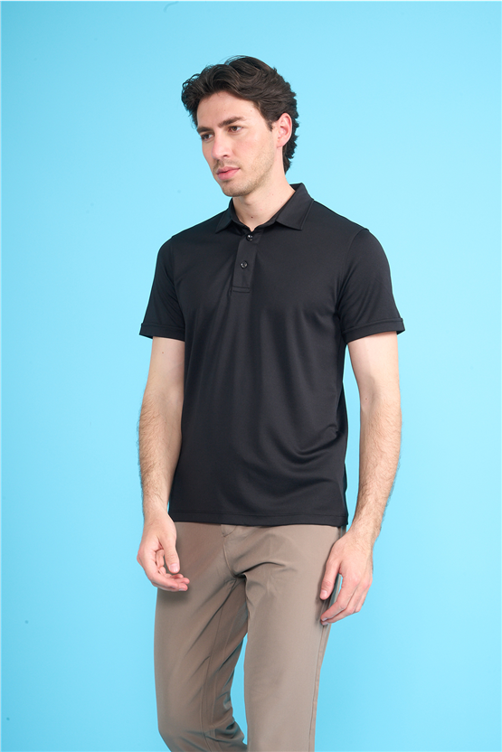 Çetinkaya Mentality 4567 Polo Yaka Regular Modelli T-shirt Siyah