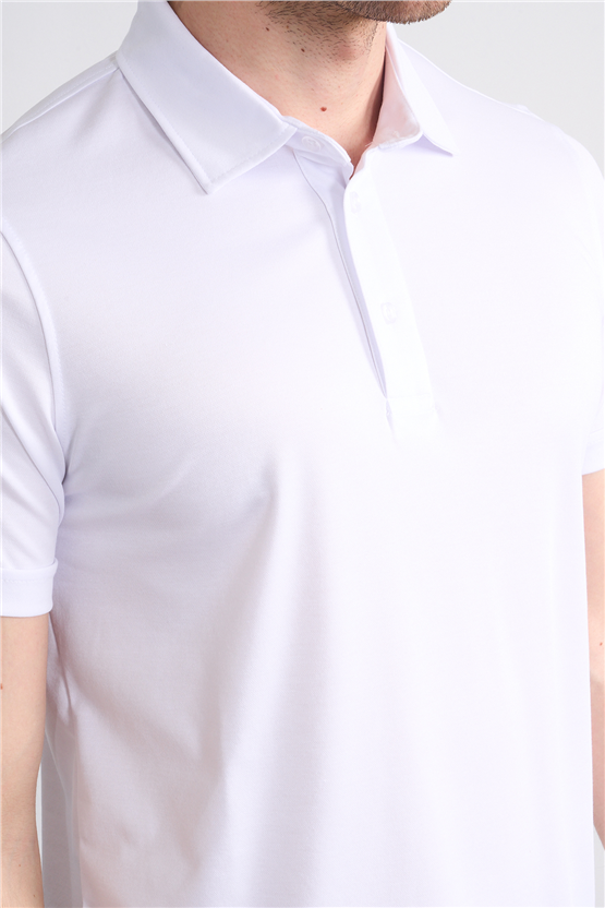 Çetinkaya Mentality 4567 Polo Yaka Regular Modelli T-shirt Beyaz