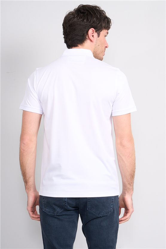 Çetinkaya Mentality 4567 Polo Yaka Regular Modelli T-shirt Beyaz