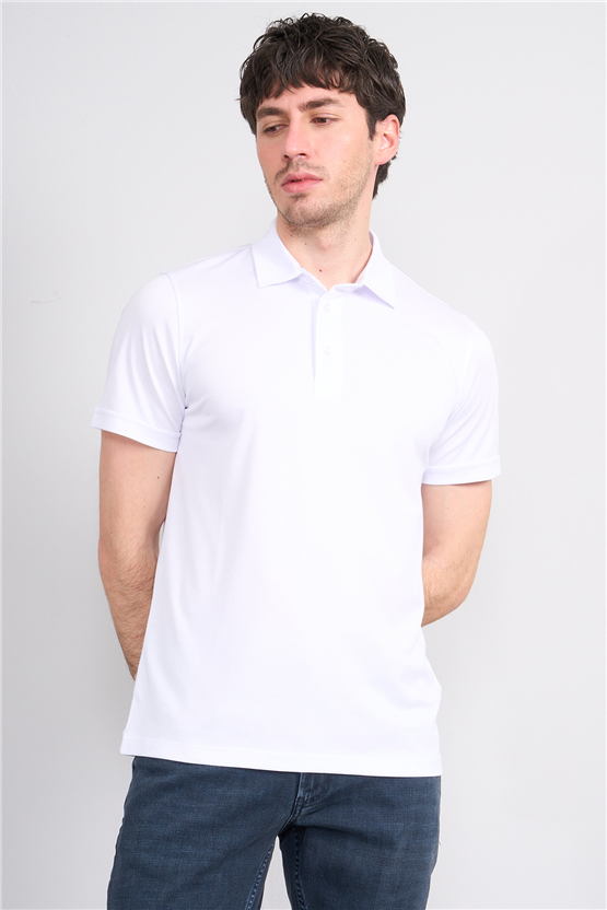 Çetinkaya Mentality 4567 Polo Yaka Regular Modelli T-shirt Beyaz