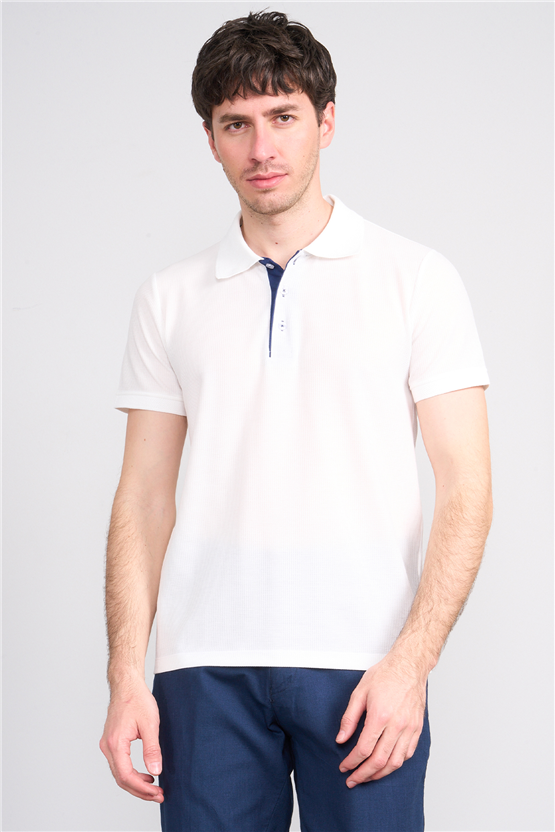 Çetinkaya Mentality 4568 Polo Yaka Regular Modelli T-shirt Beyaz