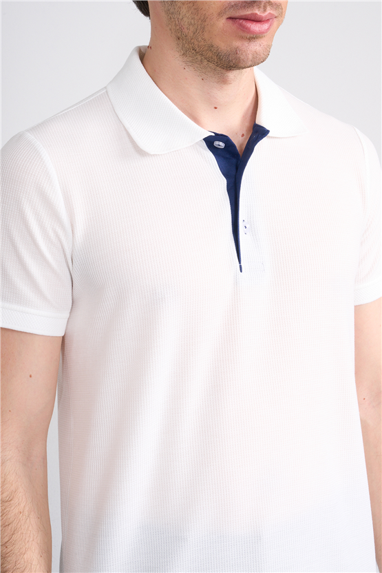 Çetinkaya Mentality 4568 Polo Yaka Regular Modelli T-shirt Beyaz