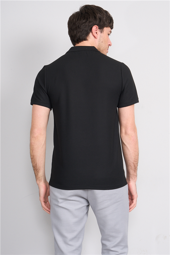 Çetinkaya Mentality 4568 Polo Yaka Regular Modelli T-shirt Siyah