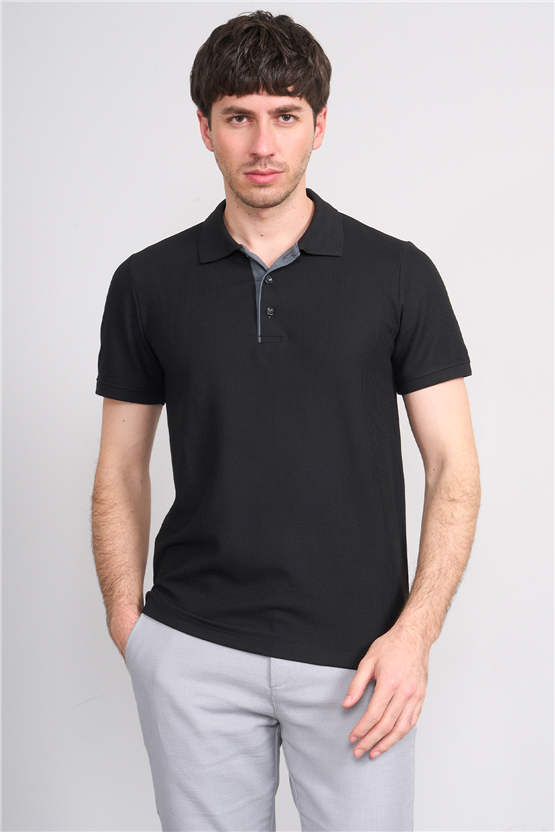 Çetinkaya Mentality 4568 Polo Yaka Regular Modelli T-shirt Siyah