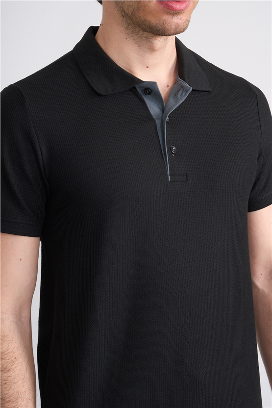 Çetinkaya Mentality 4568 Polo Yaka Regular Modelli T-shirt Siyah