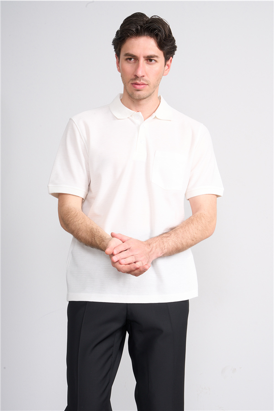 Çetinkaya Mentality 4591 Polo Yaka Regular Modelli T-shirt Beyaz