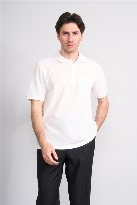 Çetinkaya Mentality 4591 Polo Yaka Regular Modelli T-shirt Beyaz
