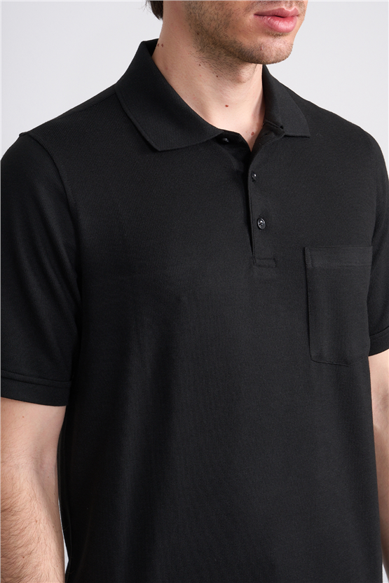 Çetinkaya Mentality 4592 Polo Yaka Regular Modelli T-shirt Siyah