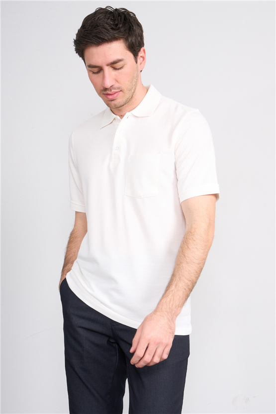Çetinkaya Mentality 4592 Polo Yaka Regular Modelli T-shirt Beyaz