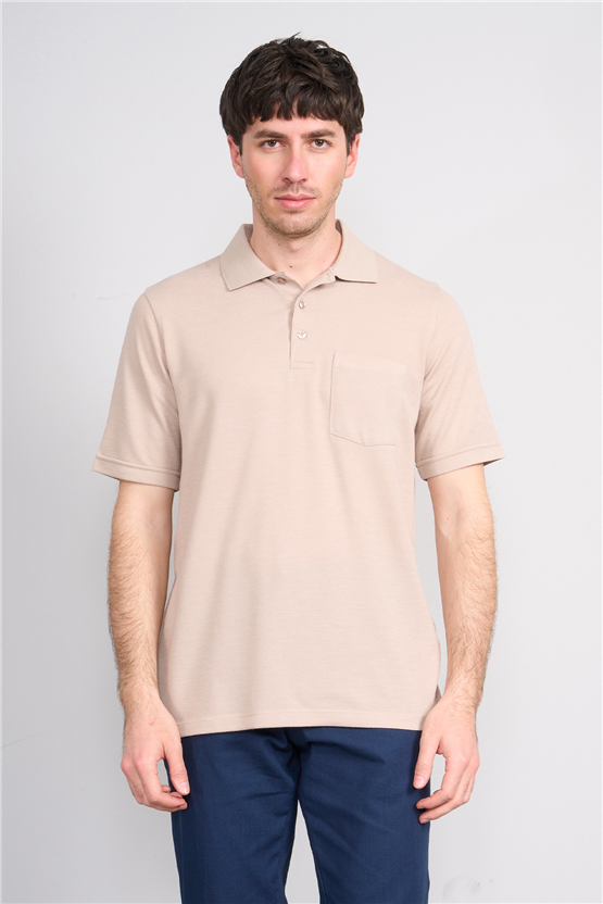 Çetinkaya Mentality 4592 Polo Yaka Regular Modelli T-shirt Bej