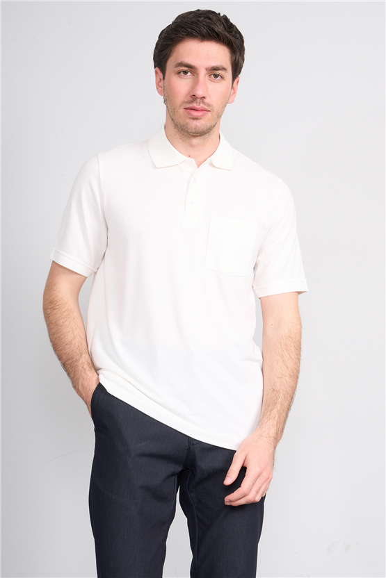 Çetinkaya Mentality 4592 Polo Yaka Regular Modelli T-shirt Beyaz