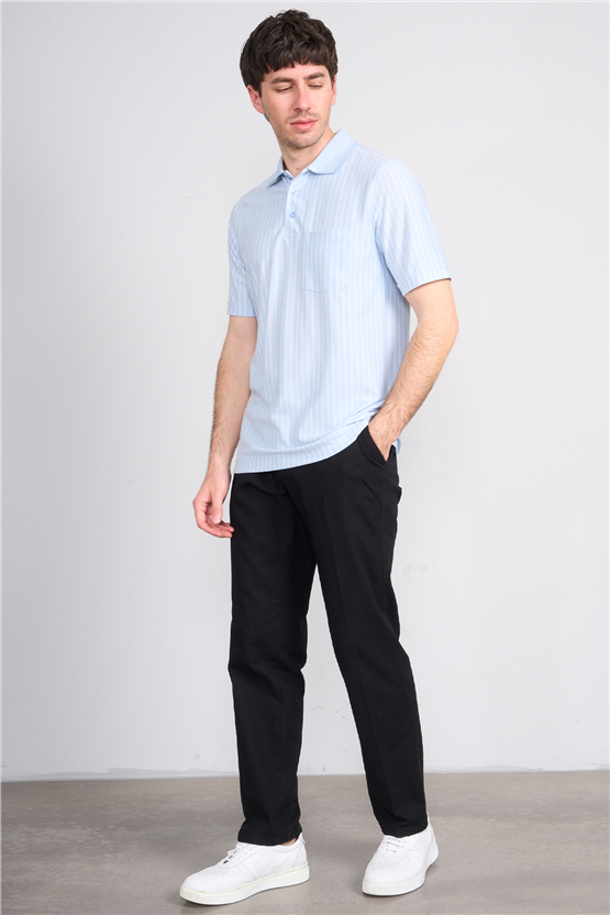 Çetinkaya Mentality 4594 Polo Yaka Regular Çizgili T-shirt Mavi
