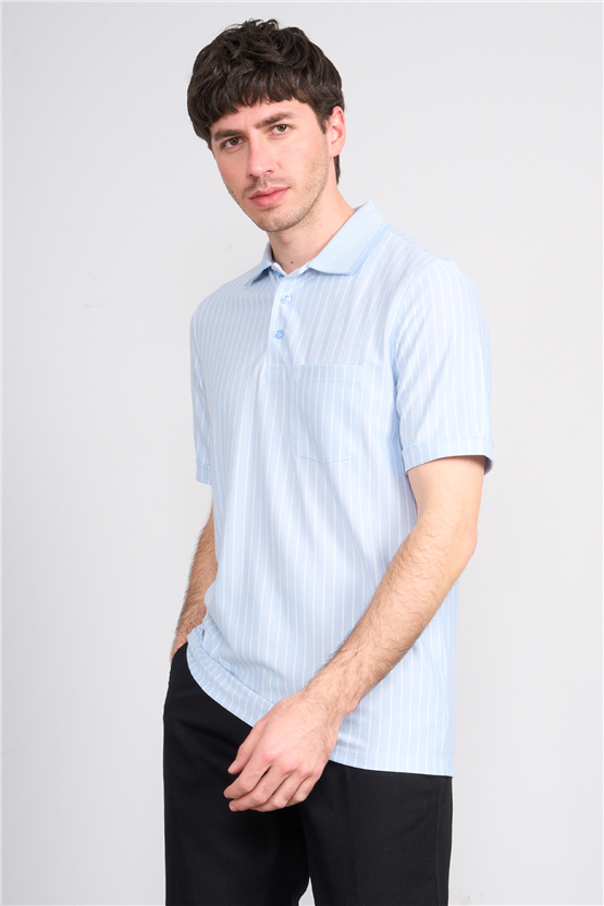 Çetinkaya Mentality 4594 Polo Yaka Regular Çizgili T-shirt Mavi