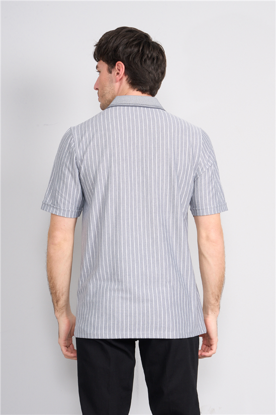 Çetinkaya Mentality 4594 Polo Yaka Regular Çizgili T-shirt Füme