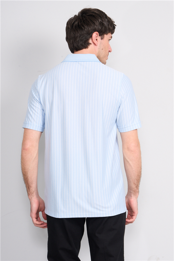 Çetinkaya Mentality 4594 Polo Yaka Regular Çizgili T-shirt Mavi