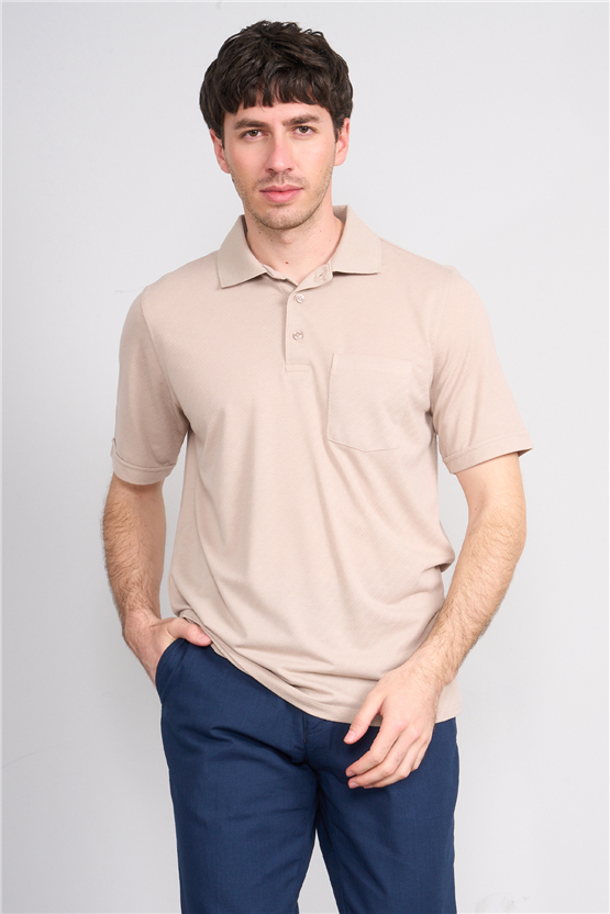 Çetinkaya Mentality 4596 Polo Yaka Regular Modelli T-shirt Bej