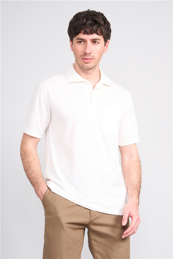 Çetinkaya Mentality 4596 Polo Yaka Regular Modelli T-shirt Beyaz