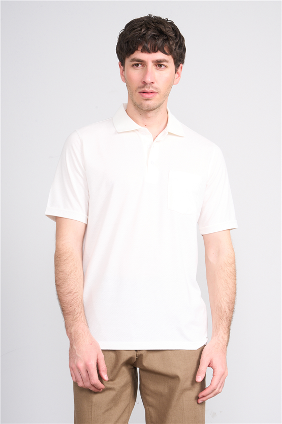 Çetinkaya Mentality 4596 Polo Yaka Regular Modelli T-shirt Beyaz