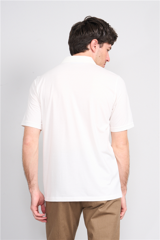 Çetinkaya Mentality 4596 Polo Yaka Regular Modelli T-shirt Beyaz