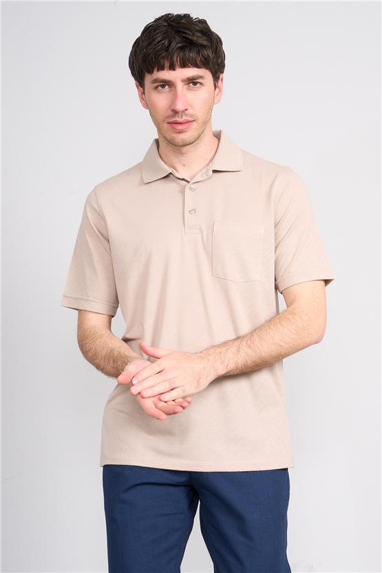 Çetinkaya Mentality 4596 Polo Yaka Regular Modelli T-shirt Bej