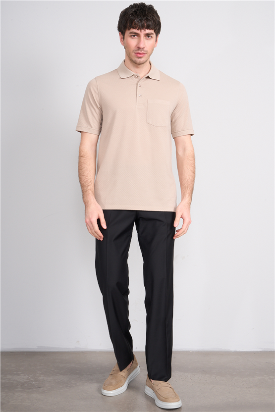 Çetinkaya Mentality 4598 Polo Yaka Regular Modelli T-shirt Bej