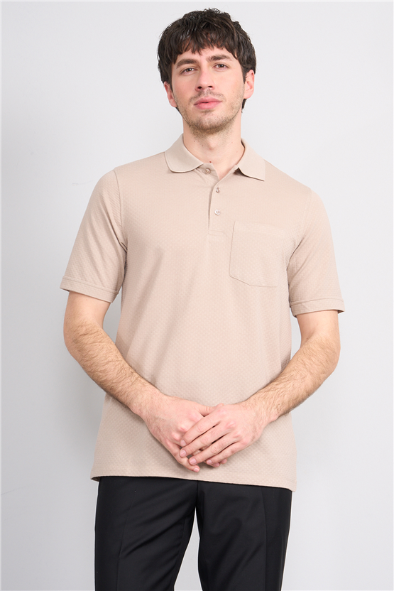 Çetinkaya Mentality 4598 Polo Yaka Regular Modelli T-shirt Bej