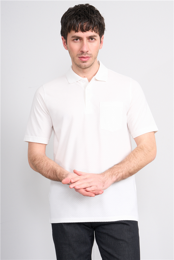 Çetinkaya Mentality 4598 Polo Yaka Regular Modelli T-shirt Beyaz