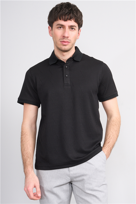 Çetinkaya Mentality 4600 Polo Yaka Regular Modelli T-shirt Siyah