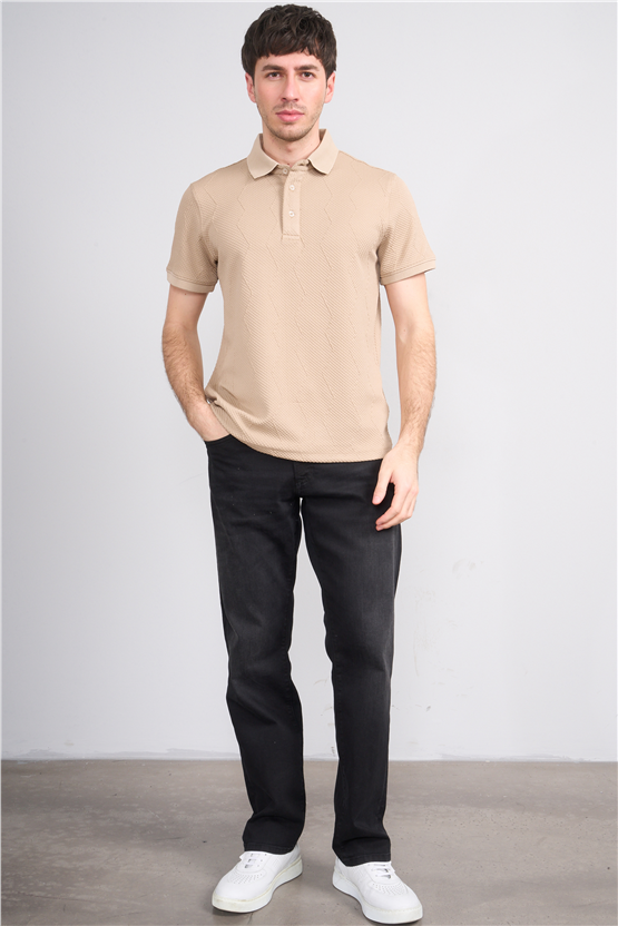 Çetinkaya Mentality 4600 Polo Yaka Regular Modelli T-shirt Taş