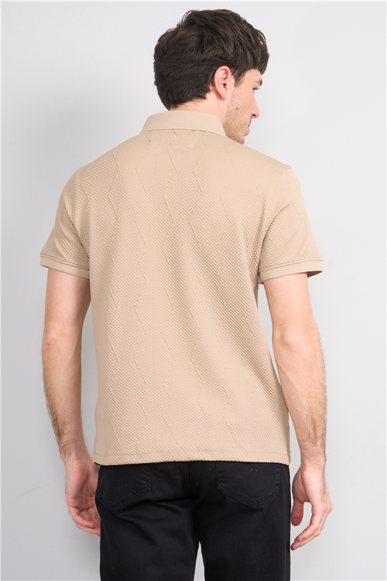 Çetinkaya Mentality 4600 Polo Yaka Regular Modelli T-shirt Taş