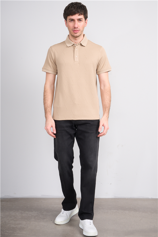 Çetinkaya Mentality 4600 Polo Yaka Regular Modelli T-shirt Taş