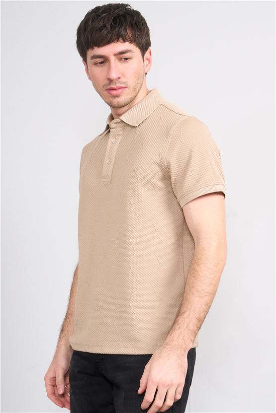 Çetinkaya Mentality 4600 Polo Yaka Regular Modelli T-shirt Taş