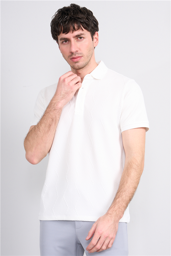 Çetinkaya Mentality 4600 Polo Yaka Regular Modelli T-shirt Beyaz