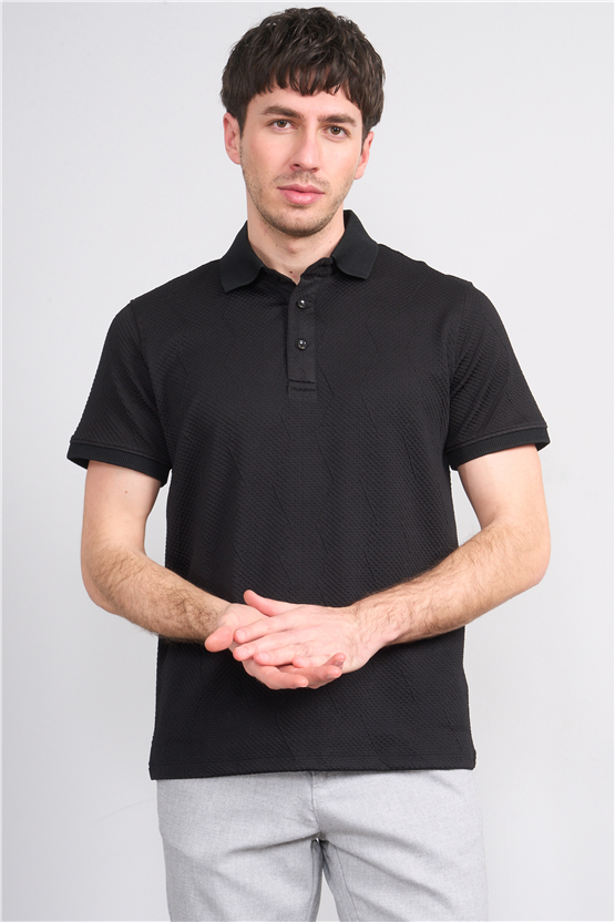 Çetinkaya Mentality 4600 Polo Yaka Regular Modelli T-shirt Siyah