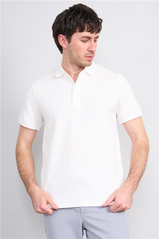 Çetinkaya Mentality 4600 Polo Yaka Regular Modelli T-shirt Beyaz