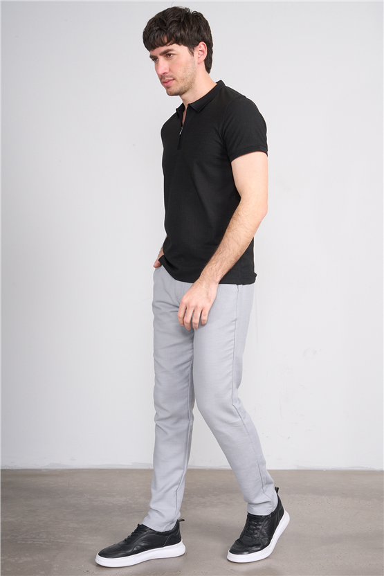 Çetinkaya Mentality 4601 Fermuarlı Polo Yaka Regular Modelli T-shirt Siyah