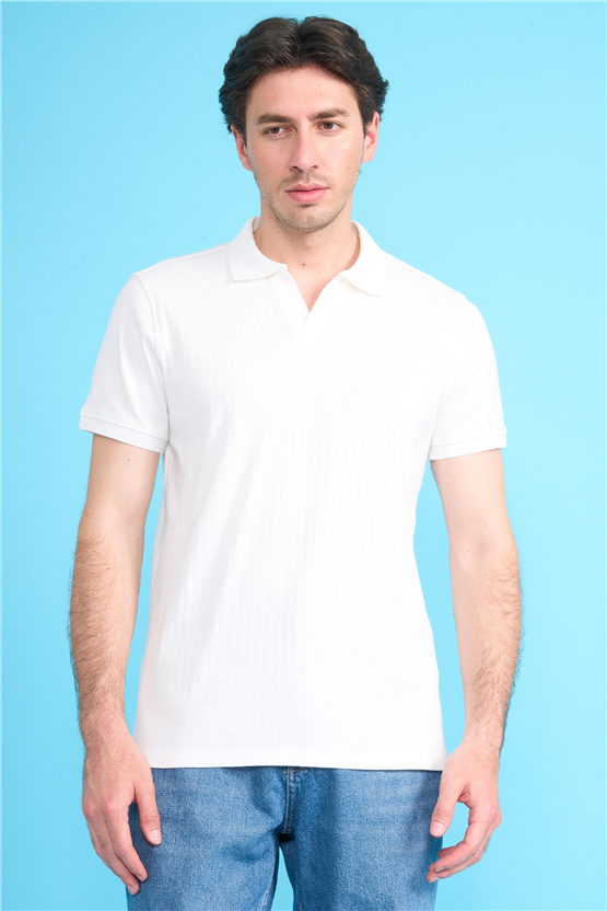 Çetinkaya Mentality 4602 Polo Yaka Regular Modelli T-shirt Beyaz