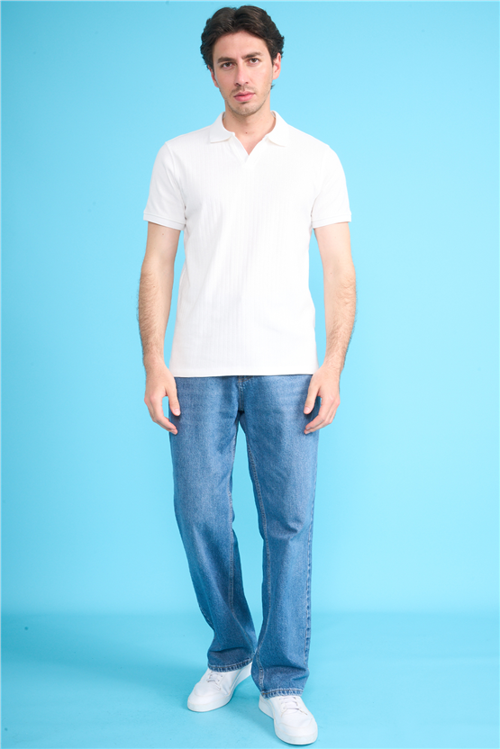 Çetinkaya Mentality 4602 Polo Yaka Regular Modelli T-shirt Beyaz