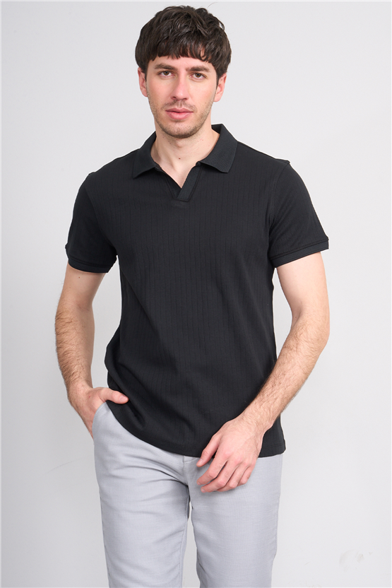 Çetinkaya Mentality 4602 Polo Yaka Regular Modelli T-shirt Siyah