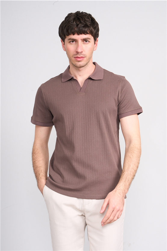 Çetinkaya Mentality 4602 Polo Yaka Regular Modelli T-shirt Kahve