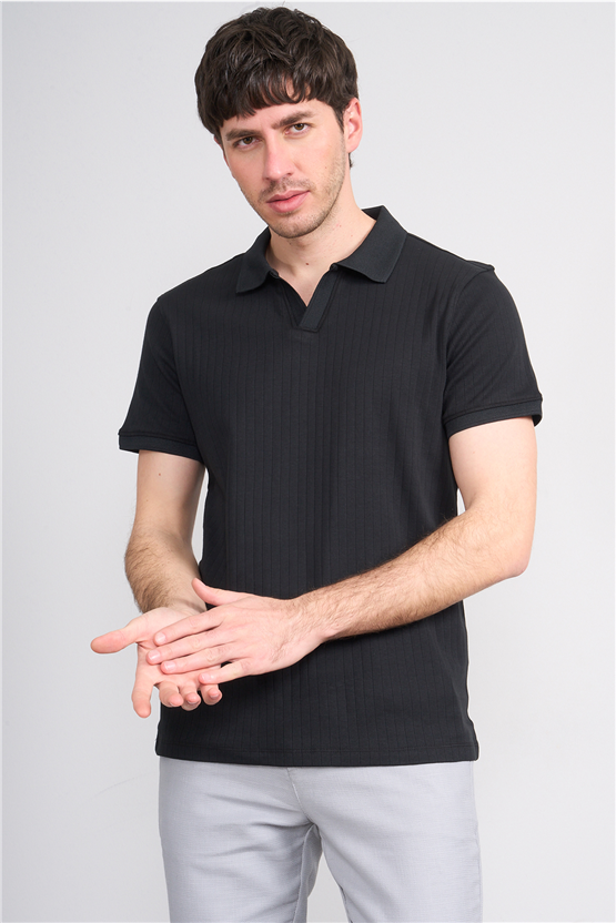 Çetinkaya Mentality 4602 Polo Yaka Regular Modelli T-shirt Siyah