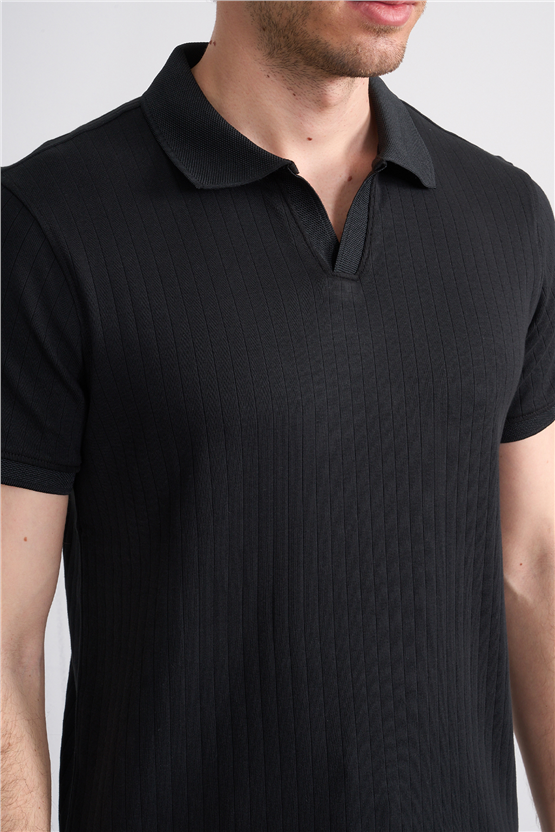 Çetinkaya Mentality 4602 Polo Yaka Regular Modelli T-shirt Siyah